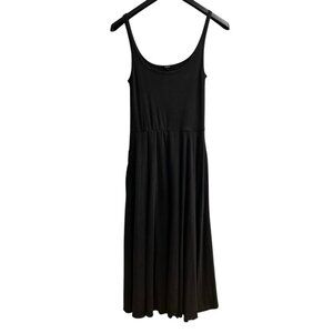 Quince Dress Women‎ S Carbon Grey Black Tencel Jersey Fit & Flare Tank Lagenlook